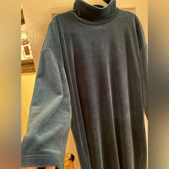 Talbots Teal Velour Dress - Picture 4 of 11